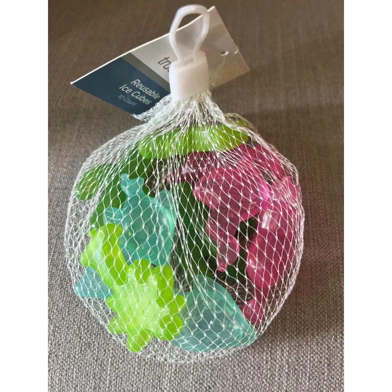 True Living Tropical Reusable Plastic Ice Cubes Flamingo Palm Tree