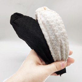 Le Trésor Knotted Headbands for Women, Non Slip Wide Head Band Fashion Head Bands Black White Headband Hair Accessories for Women Girl