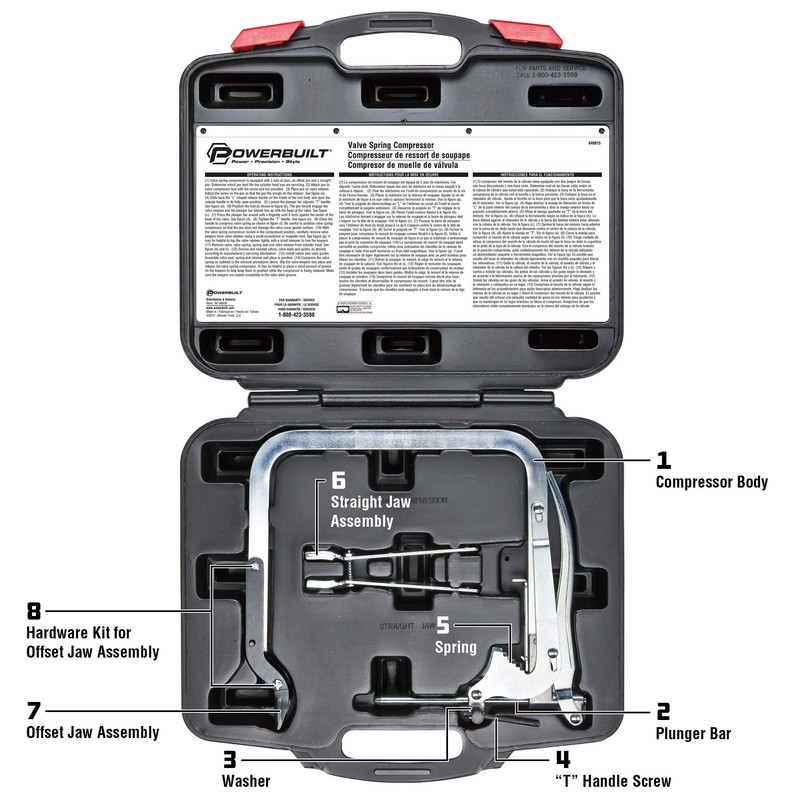 Powerbuilt Valve Spring Compressor Kit, Remove Coil Springs, Cylinder Heads,