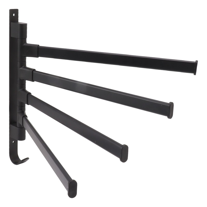 Black Swivel Towel Bar Punch Free Bathroom Towel Rack Wall