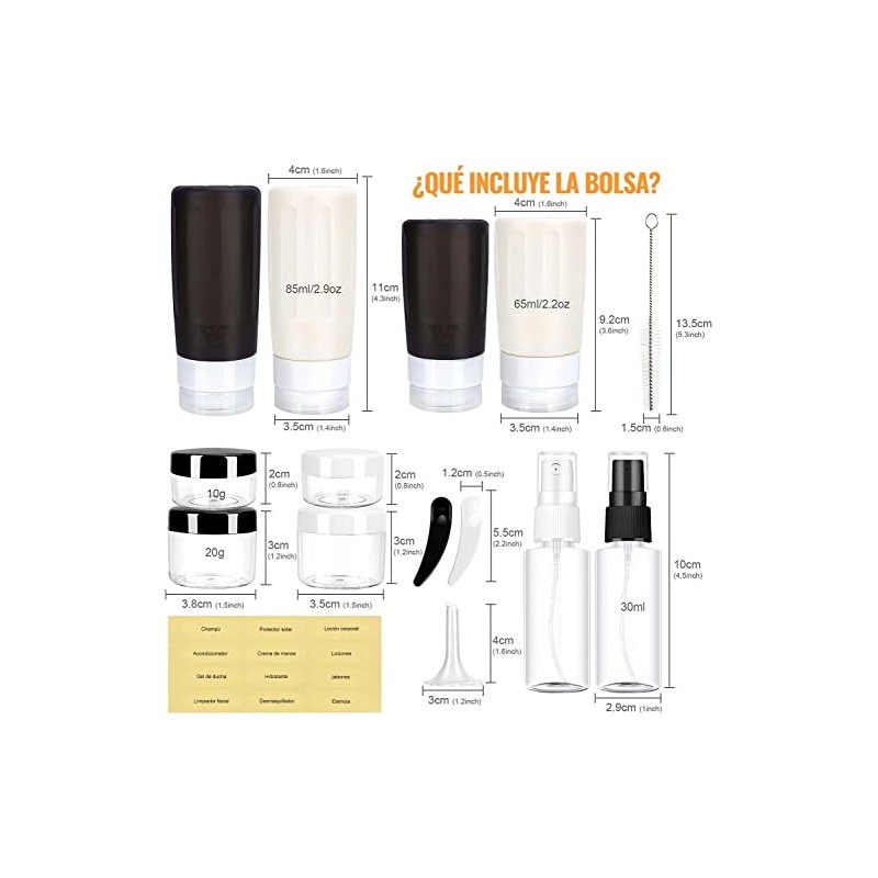 Juego De 16 Botellas De Viaje De Silicona, Contenedor De