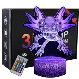 INTUPGD Axolotl Night Light for Children Girls Boys 3D Light Lamp 16 Colour Changing with Remote Control Gifts Birthday Bedroom Decor Lamp