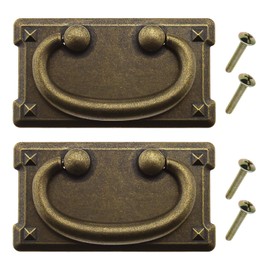 OTOTEC 2Pcs Vintage Rectangle Pull Handles Antique Bronze Zinc Alloy for Furniture Cupboard Drawer Cabinet Wardrobe with Mounting Screws