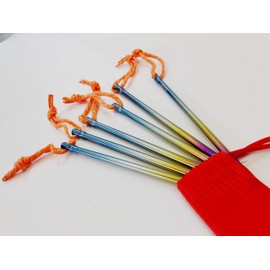 Goshawk 6 Pcs Titanium Outdoor Camping Trip Heavy Duty Tent Pegs Hard Ground Nail Stakes with Bag