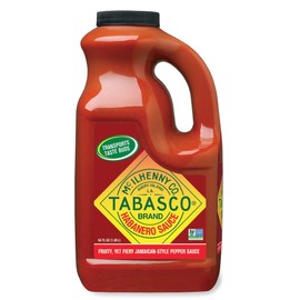 TABASCO® Brand Habanero Sauce, Spicy & Fruity Habanero Hot Sauce, Bulk Plastic Jug, Jamaican-Style, Perfect for Large Recipes, Great on Jerk Chicken, Shrimp Kabobs, & More, 64 Fl Oz (Pack of 1)