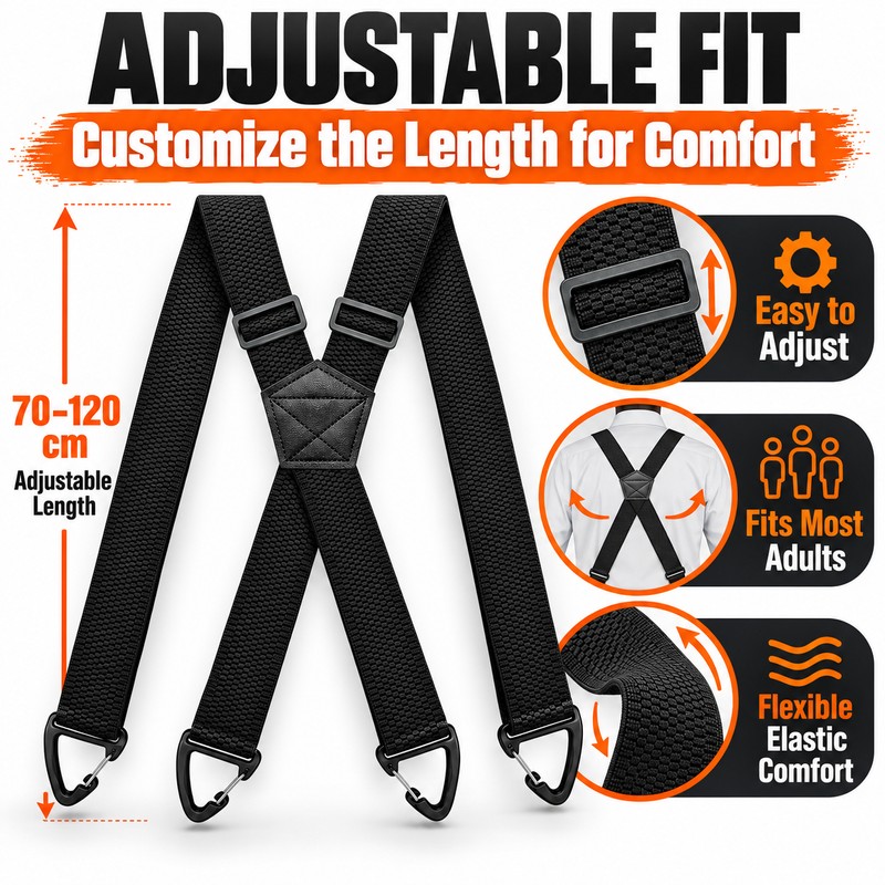 Heavy Duty Suspenders for Men Work Biker Outdoor 3.8cm Wide