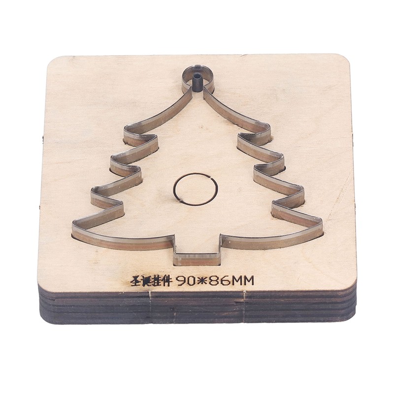 Leather Cutting Die Christmas Tree Alloy Steel and Birch Wood