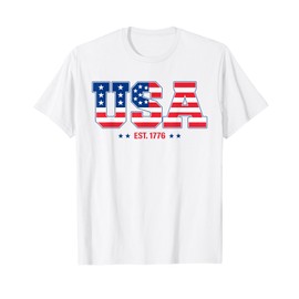 USA EST 1776 Patriotic American Flag Vintage Style T-Shirt