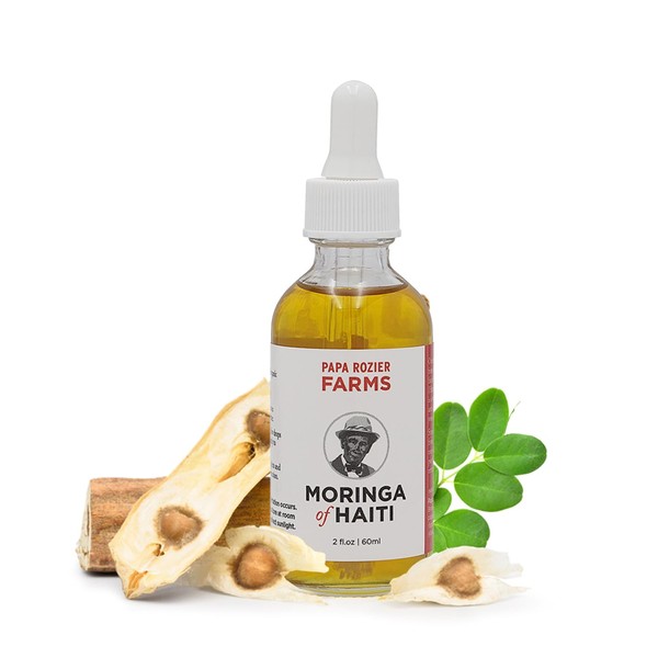 Moringa Oil of Haiti 2oz - Grown On Our Farms, Crushed In Our Farmhouse in Brooklyn - Undiluted, Cold Pressed, And Unrefined For Hair, Skin, Eyelashes, Eyebrows & Nails - from Papa Rozier Farms