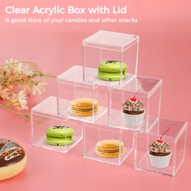 TIMCORR 18PCS Clear Acrylic Boxes, Small Clear Boxes with Lids, 2.2 x 2.2 x 2.2 in Plastic Square Cube, Square Display Box, Clear Container Boxes for Candy Pill Earring Jewelry Tiny Beads