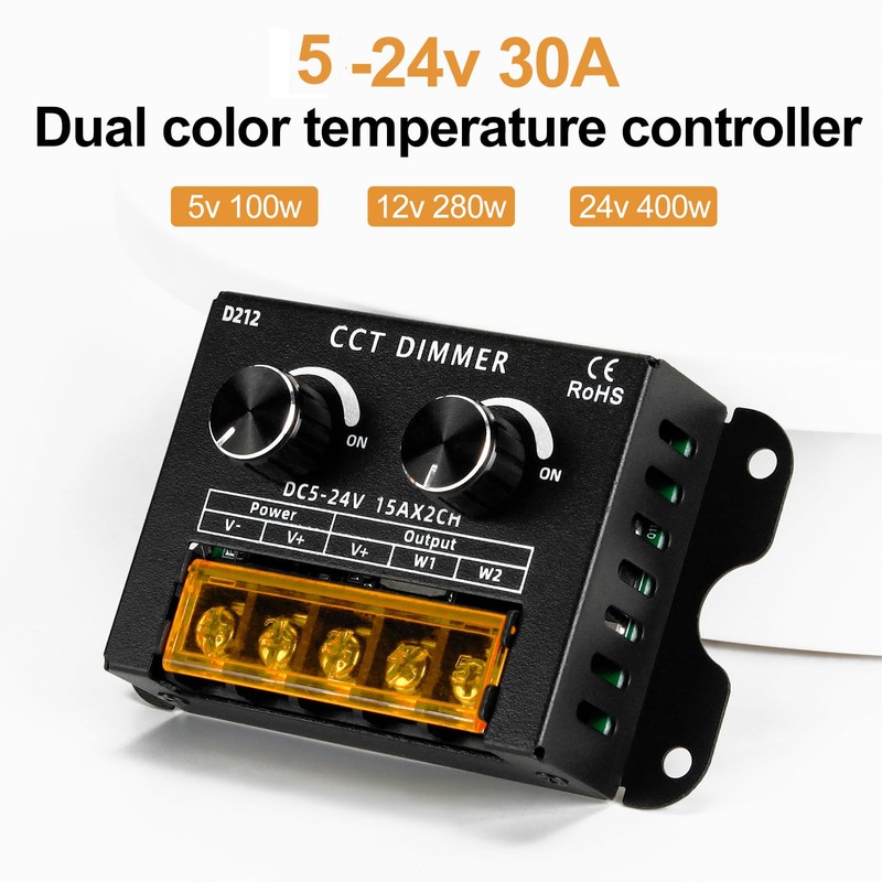 RGBZONE Single Channel LED Dimmer, DC 5V/12V/24V 30A PWM Dimming