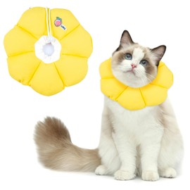 Cat Neck Brace, Adjustable Waterproof Cat Collar, Soft Sunflower Lick Protection Cat, Collar Cats for Small Dog After Surgery Protective Collar (Yellow, M)