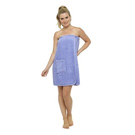 Ladies Towel Wrap 100% Cotton Highly Absorbent Terry Soft Sarong Towel Shower Spa Sauna Beach Gym Towelling Robe Cover-Up (LIlac, S/M)
