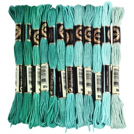 CABODYALS 12 Skeins 6 Strands Green Cross Stitch Thread Variegated Gradient Embroidery Floss Polyester Yarn Friendship Bracelet String Threads for Hand Sewing Bracelets Needlecraft Diy Craft Stitching