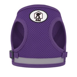 4M Pets No-Pull Reflective Mesh Dog Harness & Leash – Breathable, Step-in Vest for Small & Medium Dogs – Crash-Tested, Adjustable Fit – Multiple Colors (Purple, L)