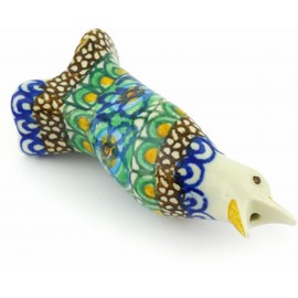 Ceramika Artystyczna Blue Rose Polish Pottery Mardi Gras Pie Bird