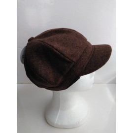 Unbranded Tweed Stone Buckle Newsboy Cap - Brown
