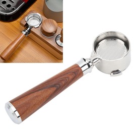 3 Ears 51mm Bottomless Portafilter, Replacement Efficient Extraction 51mm Bottomless Portafilter Comfortable Grip Solid Wood Handle for EC0685 Coffee Machines (A Rosewood)