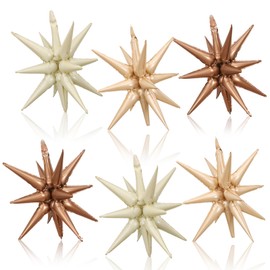 Nude Cream Beige Star Balloons, 22 Inch Apricot Brown Tan Foil Explosion Star Balloons, Large Spike Balloons Mylar Star Cone Balloons, for Boho Birthday Wedding Baby Shower Party Backdrop Decorations