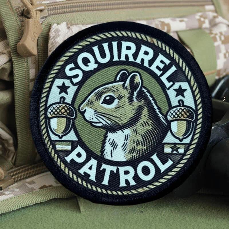 Patches for Backpacks, Funny Secret Squirrel Patrol Printing Patches Embroidered
