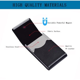 Business Card Holder with Ultra Slim Design,Business Card Case with Premium PU Leather, Suit Pocket Metal Card Holder for Women/Men,Professional Name Card Holder with Magnetic Shut (Black2)