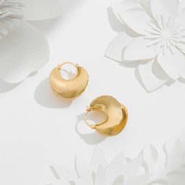 YUJIE Gold Chunky Hoop for Women Irregular Hoop earrings Geometric Curve Cowboy Chic Jewelry