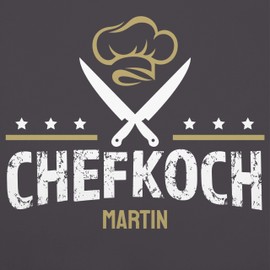 Geschenk mit Namen personalisiert by Shirtracer - Apron - Cooking Apron Men - Chef with Name - Gift for Chef Hobby Chef Christmas Birthday Father's Day, 5 anthracite