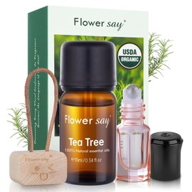 Flowersay Aceite Esencial De Árbol De Té 0.34Oz - 100% Puro Natural Max Sin Diluir Aceites Esenciales De Grado Terapéutico Premium Para Difusor/Cuidado De La Piel/Masaje/Cabello/Br