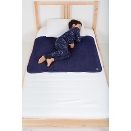 PeapodMats Bedwetting & Incontinence Waterproof Bed Mat - Reusable Underpad. Secure Placement & Breathable. Washable. Enviro Friendly 3x3 (Navy Blue) Mattress Protector & Pee Pad for Kids & Adults