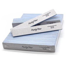 PrettyClaw | 50pc Professional Nail File 80/80 Grit Zebra Rectangle Acrylic Nail Files Plastic Center Double Sided Zebra Emery Board for Nails Washable 7 inch Nail File