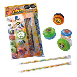 Candy Yoyo con 16 piezas, Juguetes en forma de yoyo + Popote con Gragea Acidulada, Las Delicias.
