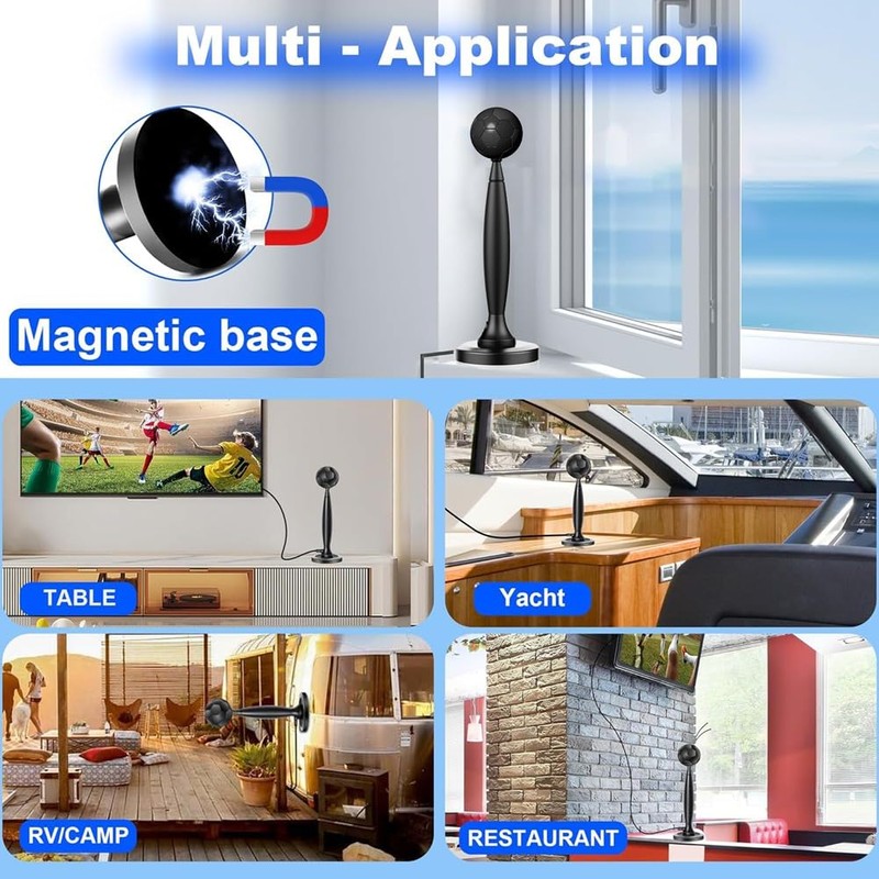 Peakloong Enhanced 4K/1080P HD TV Antenna, Omnidirectional, Amplifier Included, Indoor/Outdoor,