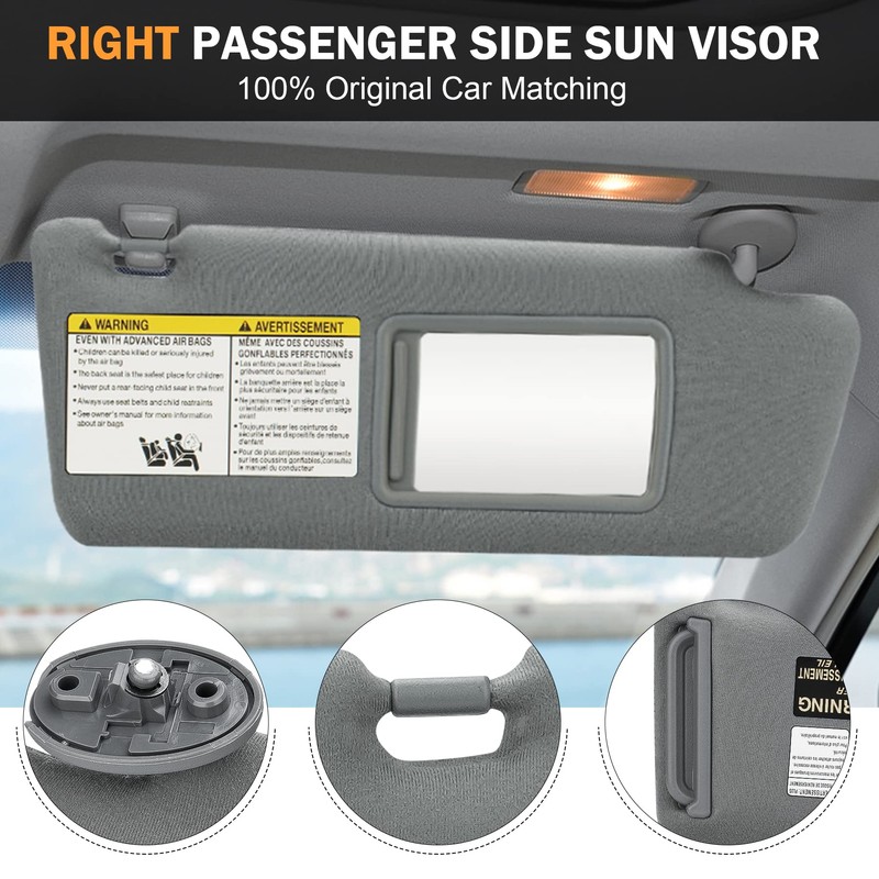 TadaMark Right Passenger Side Sun Visor Fit for Toyota Tacoma