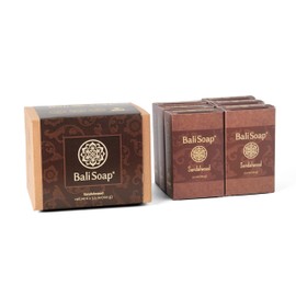 Bali Soap - Sandalwood Natural Soap Bar for Men & Women - Vegan, Handmade, Exfoliating Soap - 6 Pack, 3.5 Oz each