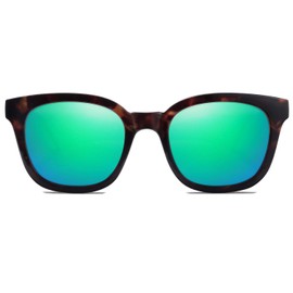 SOJOS Classic Square Polarized Sunglasses Womens Mens Retro Trendy UV400 Sunnies SJ2050, Tortoise/Green