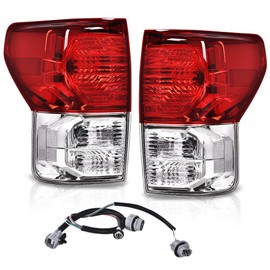 G-PLUS Tail Lights Assembly Left & Right,Fit For Toyota Tundra 2014 2015 2016 2017 2018 2019 2020 2021 Rear Brake Lamps,Clear Lens Chrome Housing Tail Lamps Driver & Passenger Side 815500C100