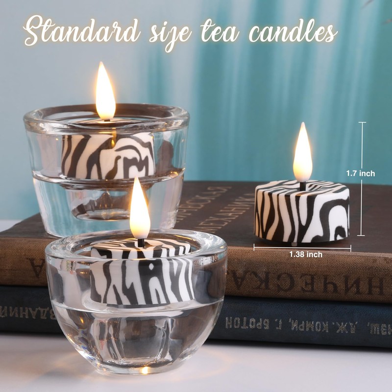 Eywamage Zebras Animal Print Flameless Tealights with Remote Batteries Included,
