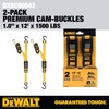 DEWALT DXBC90042 Black/Yellow 1” x 12’ Cam-Buckle Straps - 500