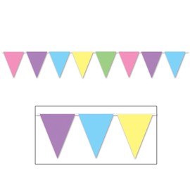 Beistle Easter Party Decoration Pennant Banner, Heavy Durable Plastic Banner 12 Feet, Pack 12