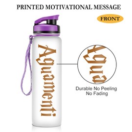LEADO 32 oz 1 Liter Motivational Tracking Water Bottle with Times to Drink - Aguamenti - Funny Christmas, Birthday Gifts for Women, Men, Friends, Coworkers, Mom, Dad, Wife, Husband, Sister