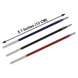 Maydahui 50PCS Rollerball Gel Pen Refills 3 Colors Black Blue Red Metal Tip 0.7mm Bullet 5mm Aperture for School Party Office