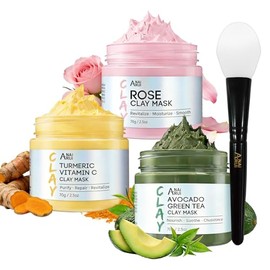 ANAI RUI Mascarilla De Arcilla Con Vitamina C De Cúrcuma -Mascarilla Facial De Rosa -Mascarilla De Barro De Té Verde Aguacate, Mascarilla Facial...   