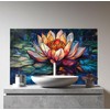 Myphotostation 25Wx18H'' Radiant Lotus Water Lily Backsplash Tempered Glass Backsplash,