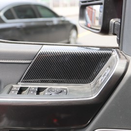 Korlot Carbon Fiber Grain Door Panel Handles Cover Trims Accessories for Ford F150 2021+ for 2023 F250 F350 Super Duty(Front Door)