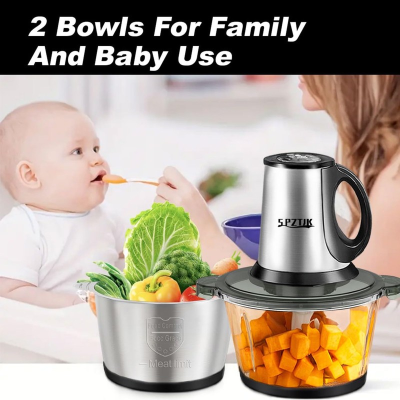 3-Speed Electric Food Processor: Meat Grinder, Vegetable Chopper & Baby