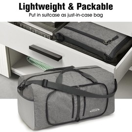 G4Free Lightweight Foldable Sports Bag & Travel Bag 40L Lightweight Travel Luggage Men Women Tote Bag for Sports Gym Holiday Overnight, gray