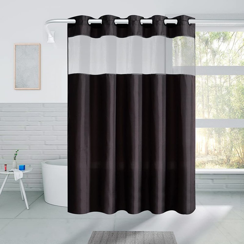 Dark Grey No Hook Extra Long Shower Curtain 96 Length,Polyester