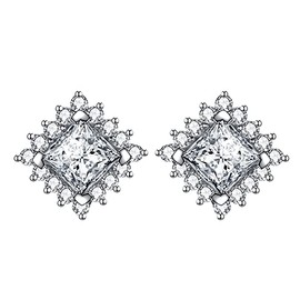 JXSJEW Classic four leaf clover series stud Earring 925 Sterling Silver Four leaf clover whith cubic zircon stud Earring for women Girls Wedding Birthday stud Earring (diamond)