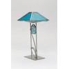 Modern Teal Blue Glass & Metal Tea Light Candle Holder,