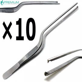 Premium Instruments 10 Pcs ENT Adson Bayonet Forceps 7.25" Kocher 1x2 Teeths Tweezers Tools